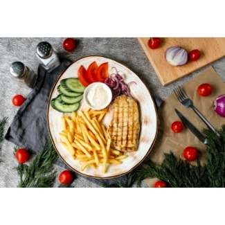 Комплексный обед с куриным стейком